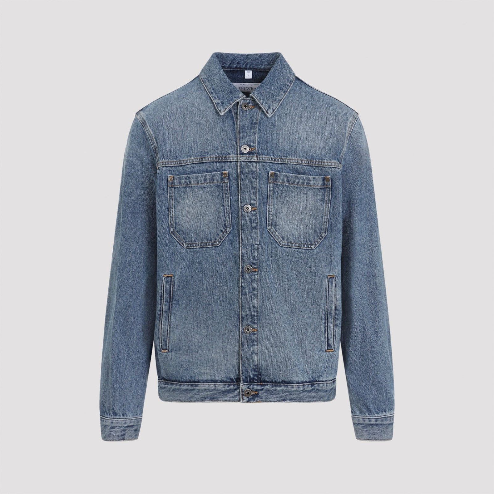 OFF-WHITE Hal Arrow Skate Blue Denim Jacket New & Authentic