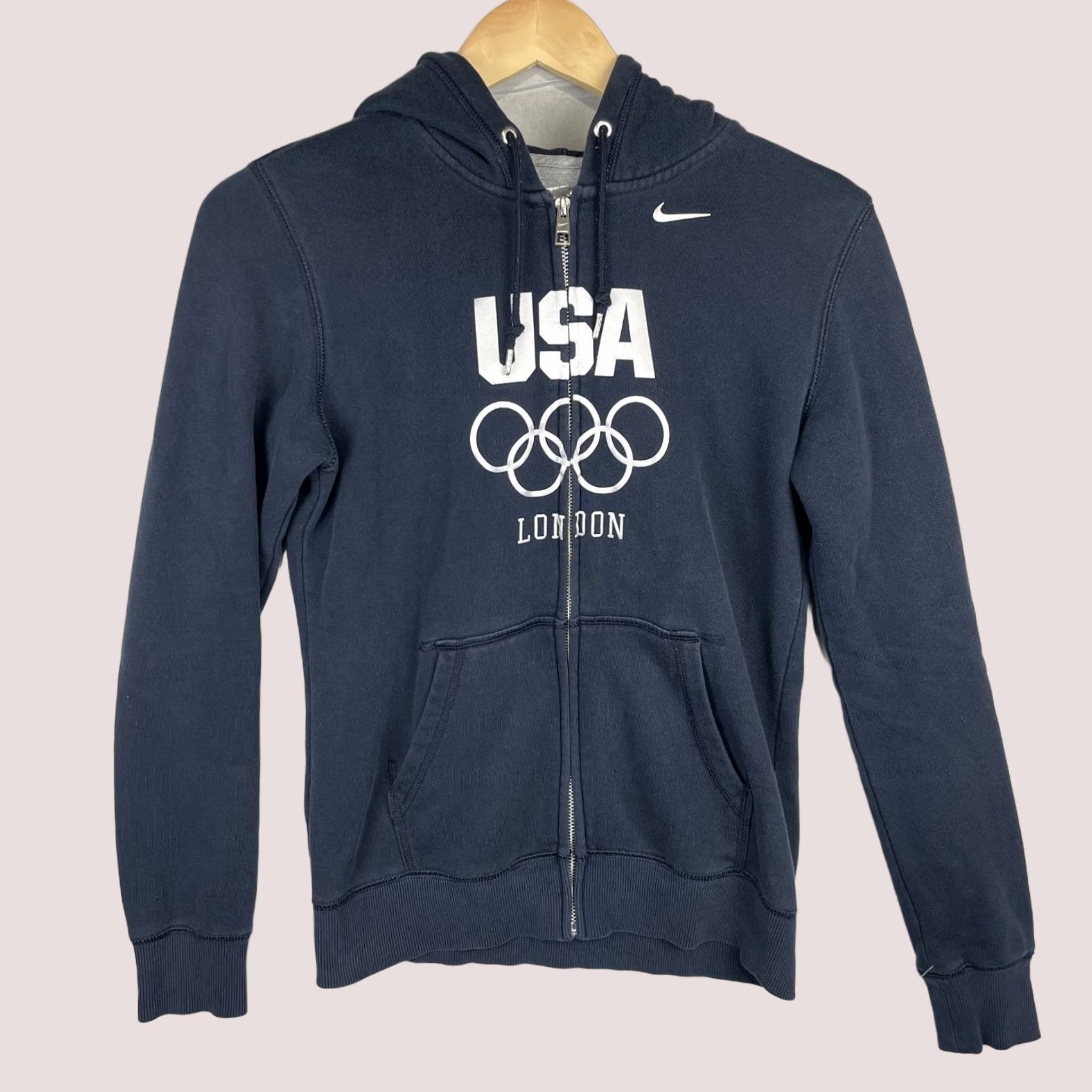 Nike Nike Hoodie Womens Medium Navy Full Zip Fleece USA Olympics London Style: Hooded Pockets Casual Activewear Size M / US 6-8 / IT 42-44 - 1 Thumbnail