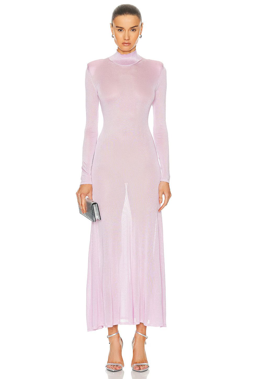 Tom Ford o1w1db10525 ACK406 Slinky Turtleneck Maxi Dress Light Purple Size M / US 6-8 / IT 42-44 - 2 Thumbnail