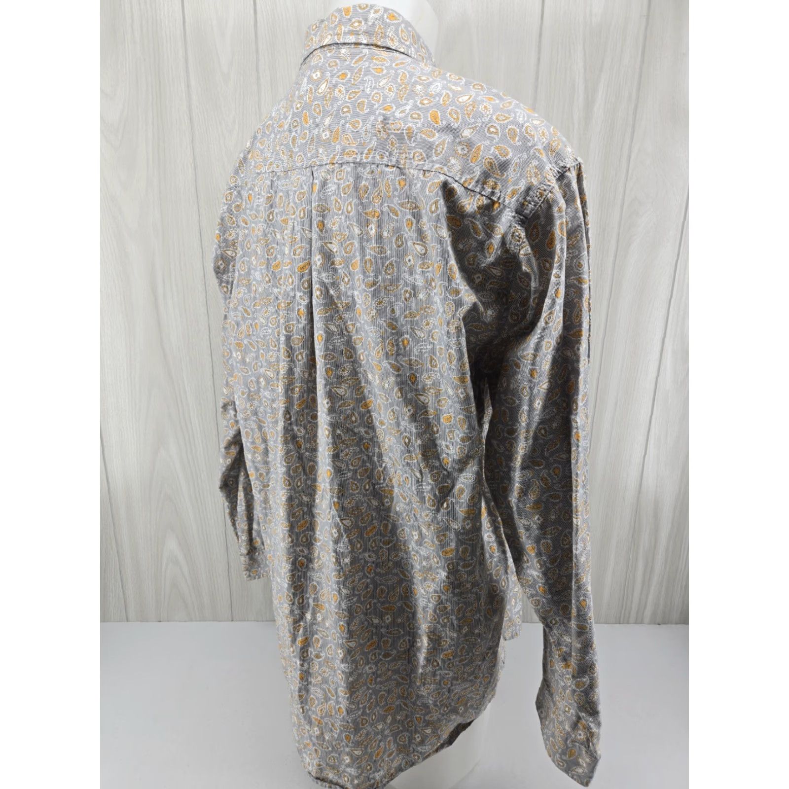 Vintage Cinch Long Sleeve Button Up Shirt Mens XL Gray Orange 100% Cotton Geometric Pattern Button-Down Collar Pockets Size US XL / EU 56 / 4 - 7 Thumbnail