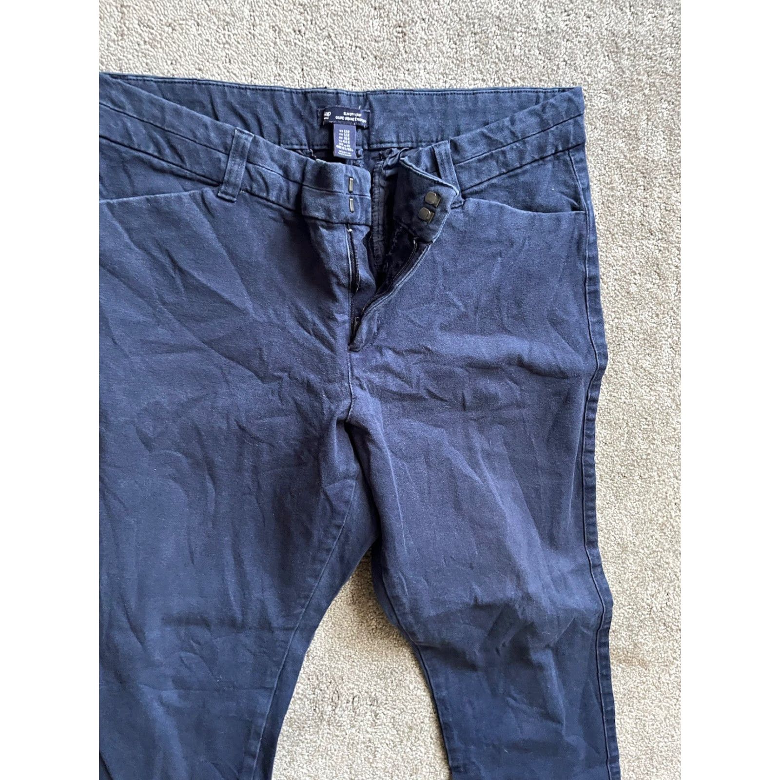 Gap VINTAGE GAP Women's Cropped Pants Size 12 Navy Blue City Style Casual Straight Leg Size 34" / US 12 / IT 48 - 2 Thumbnail