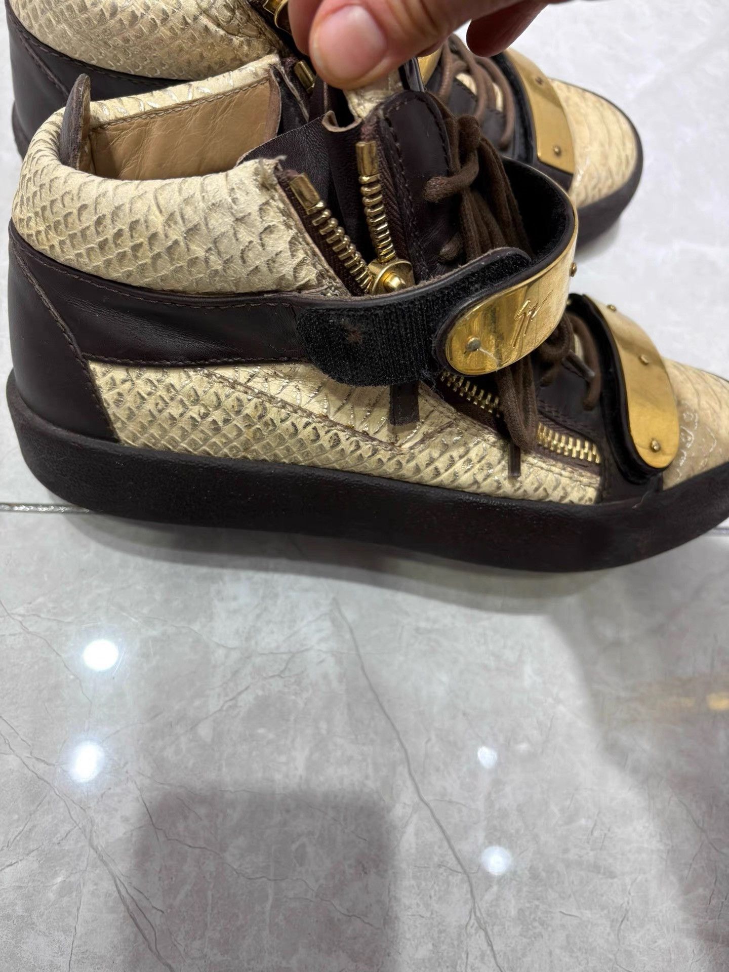 Giuseppe Zanotti Giuseppe Zanotti Men's Metallic Crocodile Leather Shoes K29 Size US 8 / EU 41 - 3 Thumbnail