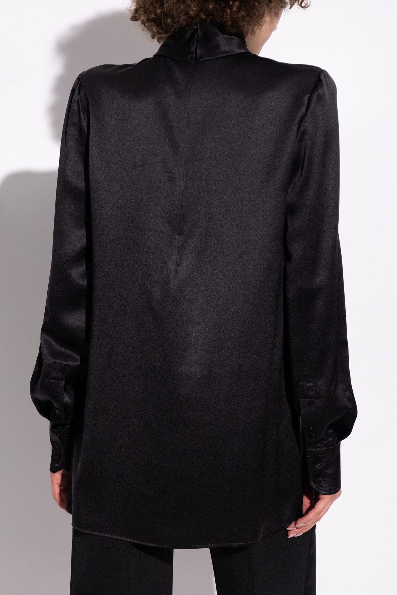 Dolce & Gabbana o1s22i1n0225 Silk Satin Blouse in Black Size M / US 6-8 / IT 42-44 - 4 Thumbnail