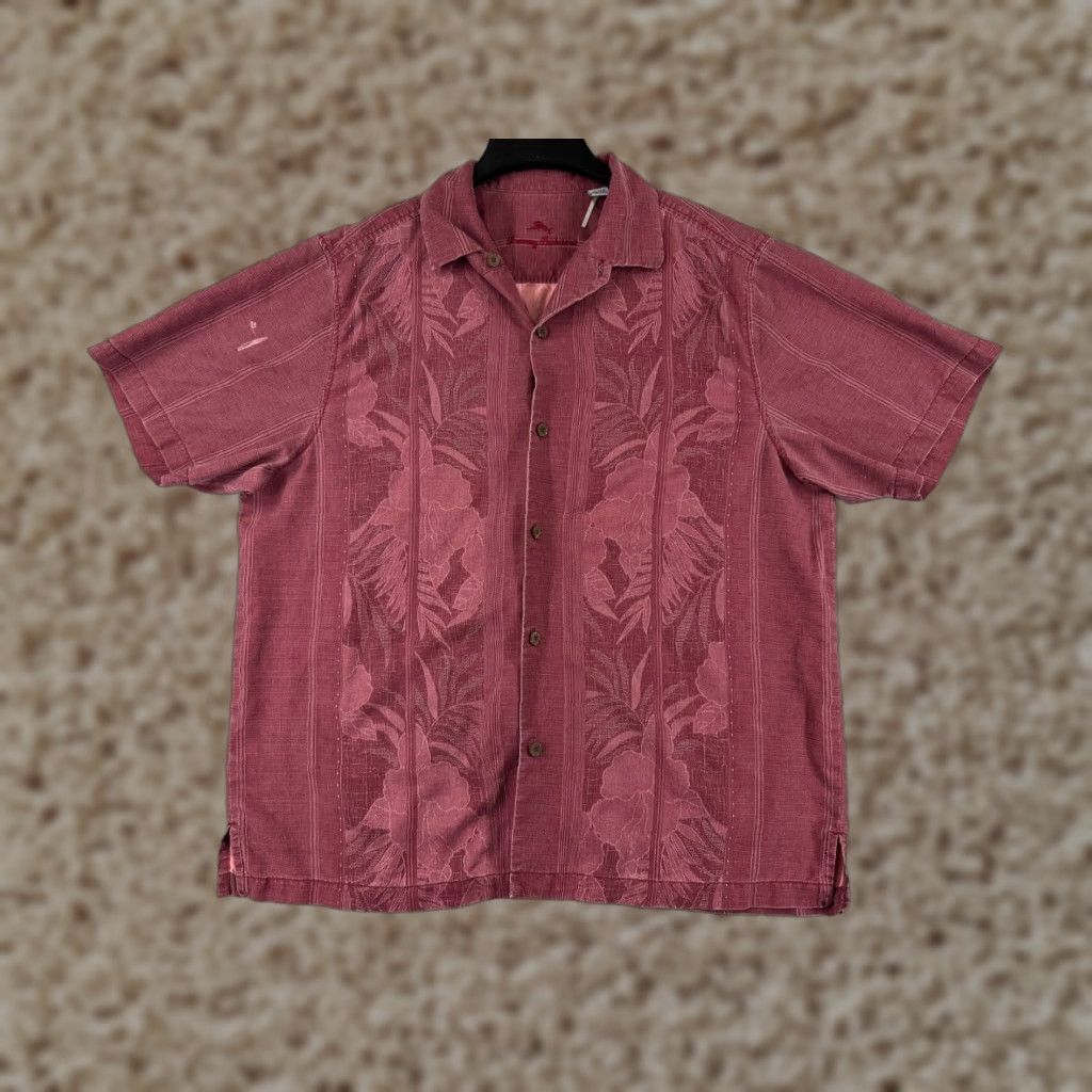 Tommy Bahama TOMMY BAHAMA Shirt Mens XL Red Floral Hawaiian Button-Up Short Sleeve Aloha Resort Size US XL / EU 56 / 4 - 1 Thumbnail