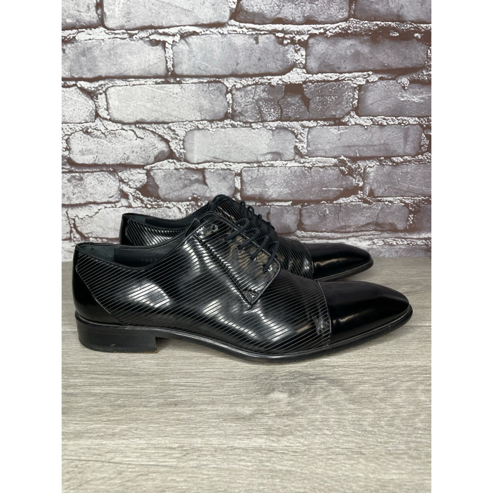 Other F. Crunell Vero Cuoio Black Leather Cap Toe Designer Dress S Size US 9 / EU 42 - 3 Thumbnail