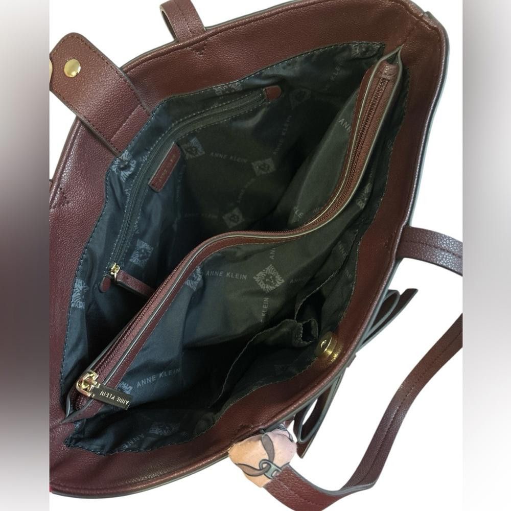Designer Anne Klein Burgundy Tote Bag with Scarf Size ONE SIZE - 8 Thumbnail