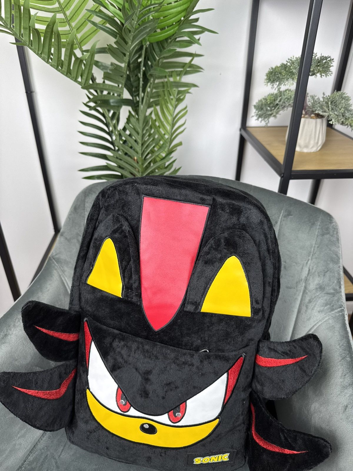 Anime × Japanese Brand Sonic Shadow Black Plush Backpack Nintendo Unisex Knapsack Size ONE SIZE - 2 Thumbnail