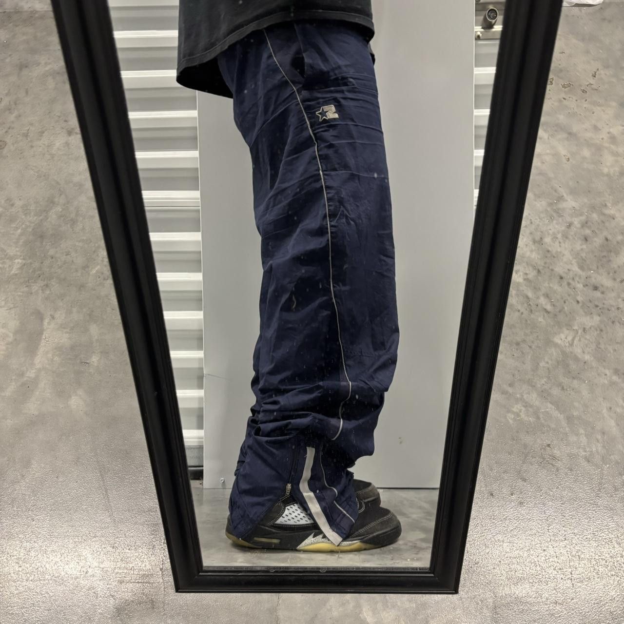 Japanese Brand × Vintage Crazy Vintage Y2K/2000s Baggy Navy Blue Skater Drill Track Pants! Size US 32 / EU 48 - 1 Thumbnail