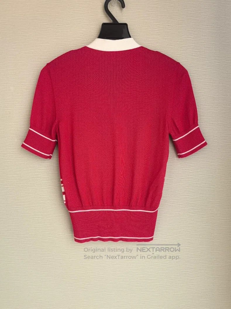 Hermes Hermes Red women's pig nose half-sleeve cashmere sweater t Size XS / US 0-2 / IT 36-38 - 6 Thumbnail