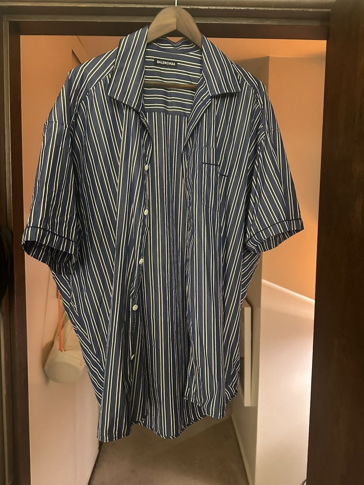 Balenciaga Balenciaga Blue Striped Button-Up Shirt (Size 39 / S-M) Size US XXS / EU 40 - 3 Thumbnail