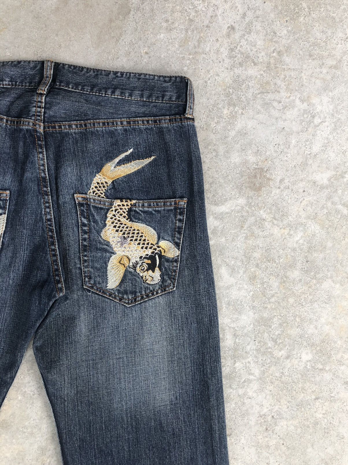 Japanese Brand Japanese Fish Embroidered Jeans Distressed Jeans Size US 32 / EU 48 - 10 Thumbnail