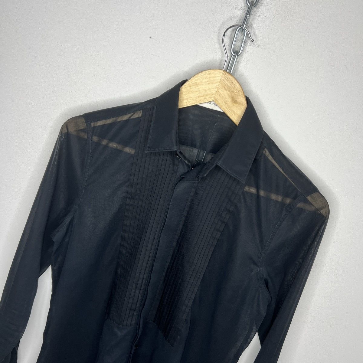 Saint Laurent Paris Saint Laurent Classic Black Transparent Shirt Avant Garde Size US S / EU 44-46 / 1 - 4 Thumbnail