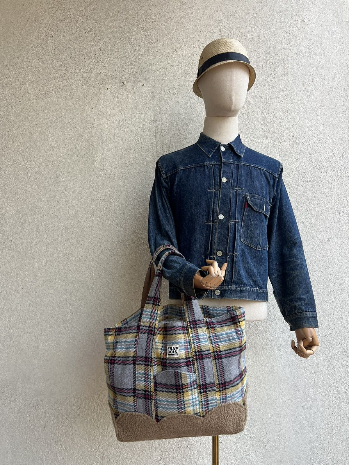 Frapbois Vintage Frapbois Japan Flannel & Fleece Hybrid Tote Bag Size ONE SIZE - 4 Thumbnail