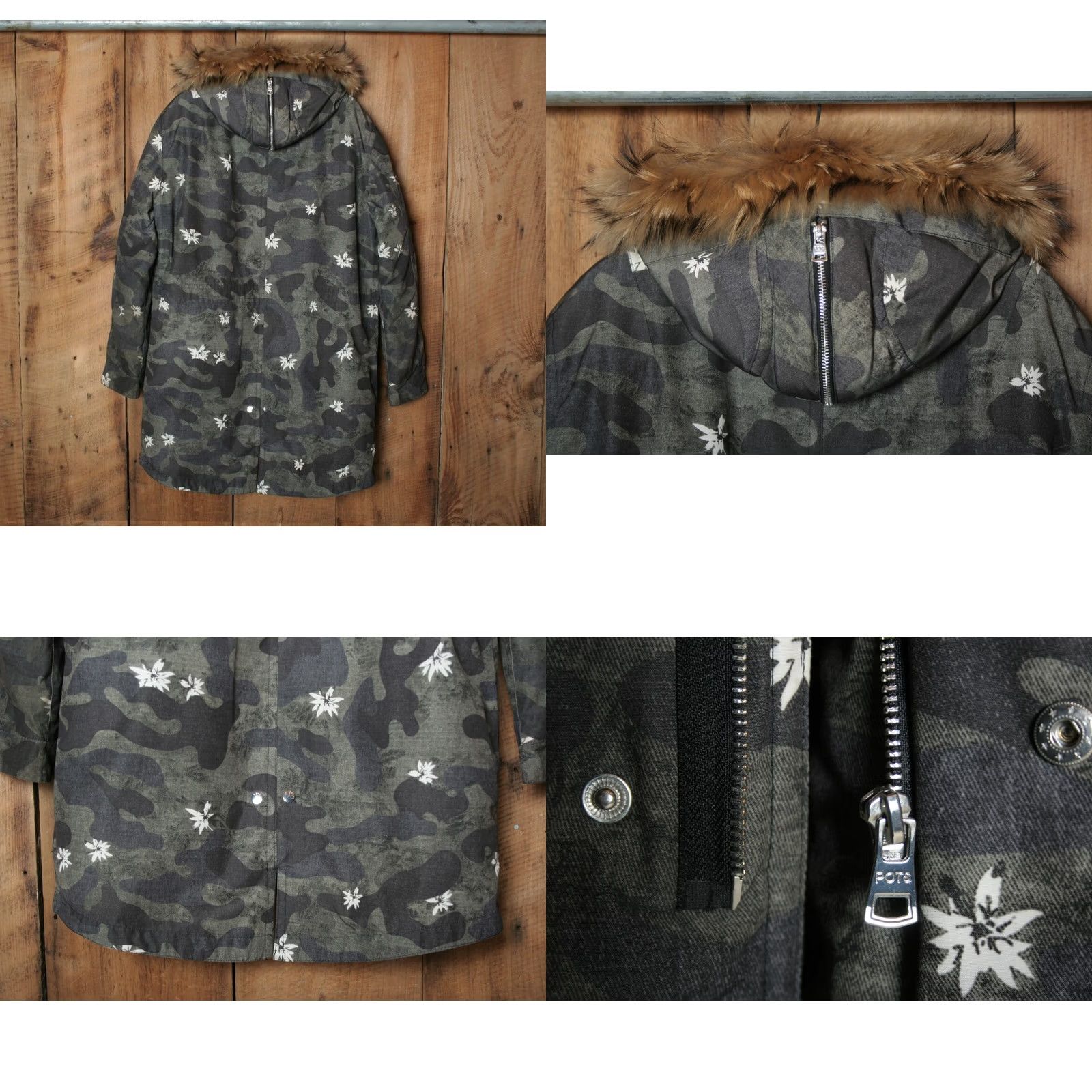 Vintage VITALITY LOGICAL Floral Camouflage Down Insulated Hooded Parka Women's L Coat Size L / US 10 / IT 46 - 9 Thumbnail