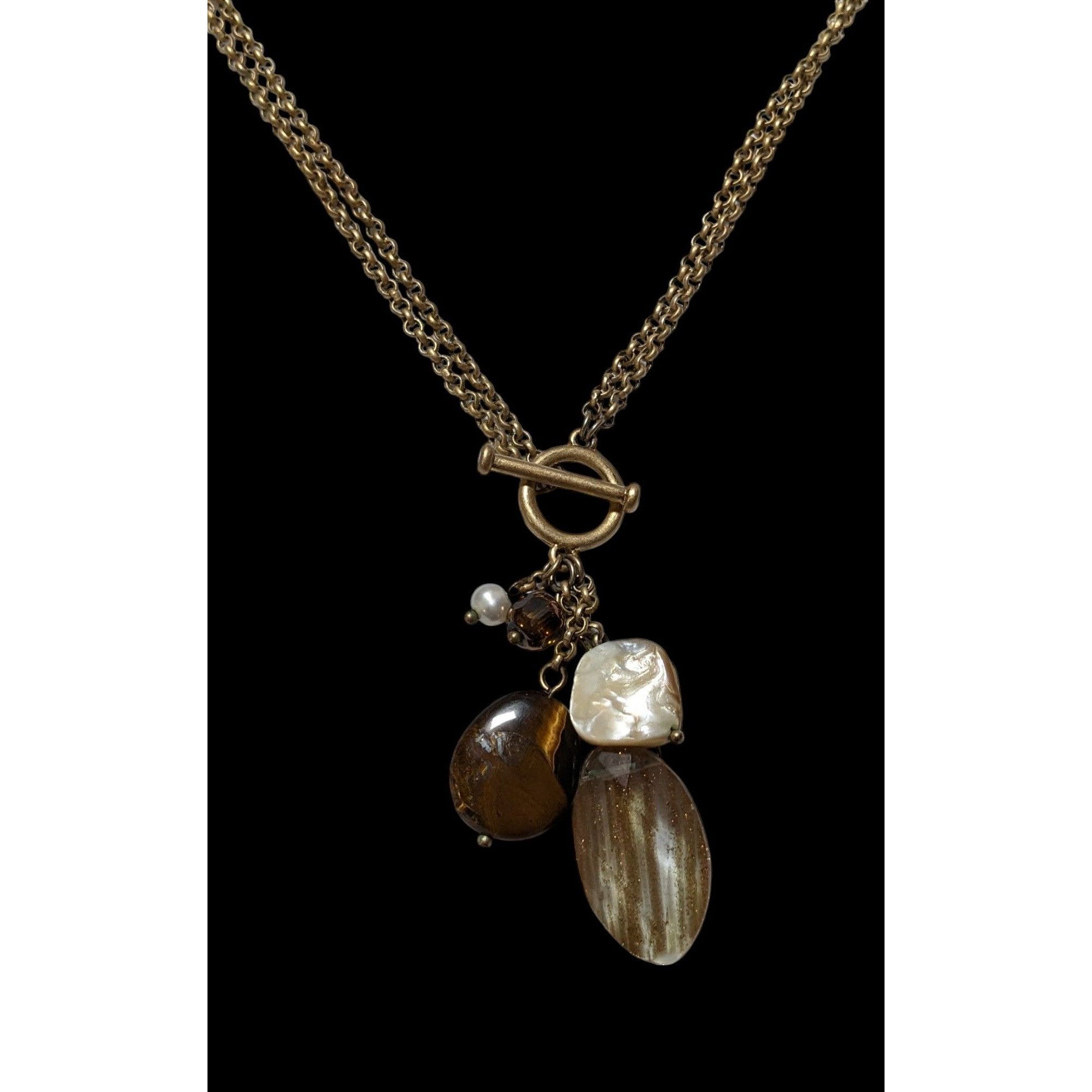 Other Retro Gold Shimmer Beaded Charm Toggle Necklace Size ONE SIZE - 2 Thumbnail