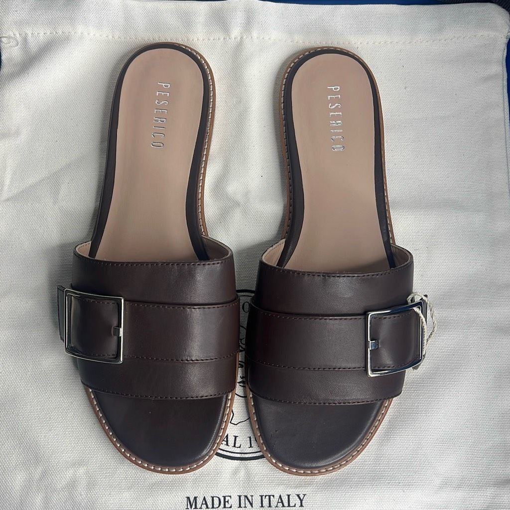 Other NIB Peserico Brown Slides Buckled Sandals Size US 6.5 / IT 36.5 - 7 Thumbnail