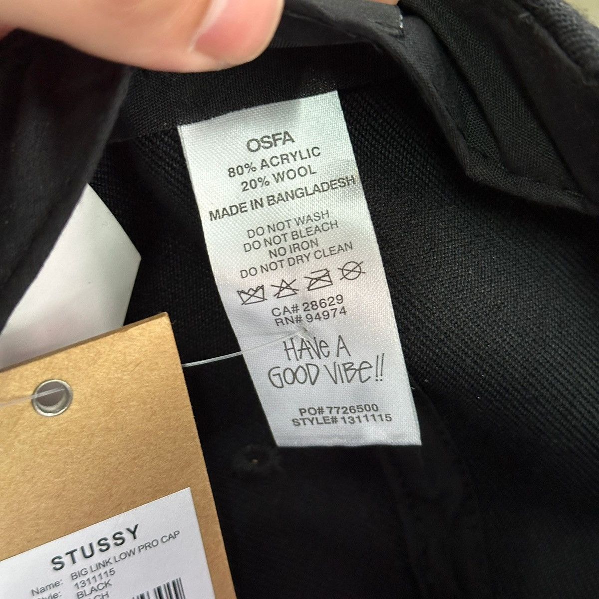 Stussy STUSSY BIG LINK LOW PRO CAP - BLACK Size ONE SIZE - 3 Thumbnail