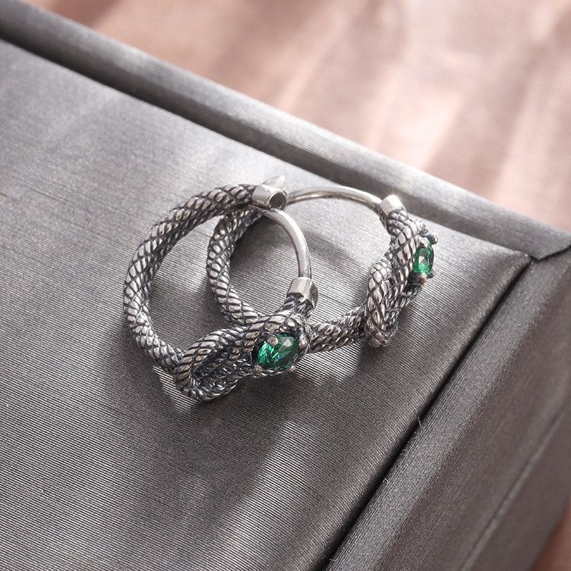 Jewelry × Sterling Silver Snake Vintage Earrings One Pairs Chrome Jewelry Size ONE SIZE - 4 Thumbnail