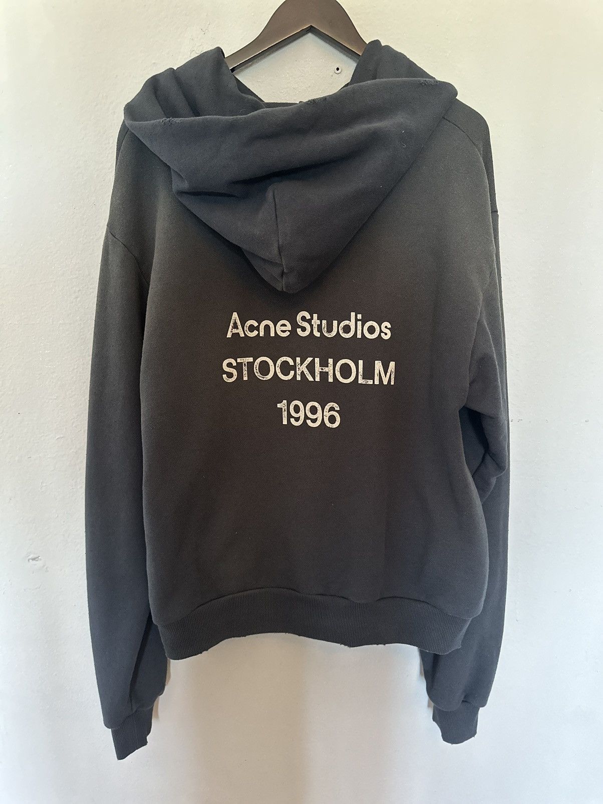 image of Acne Studios Logo Hooded Sweater in Vintage Black, Men's (Size XS)