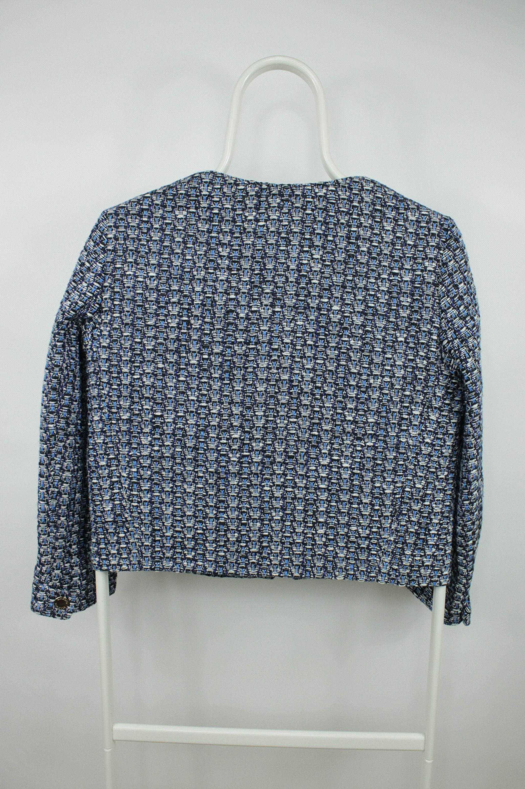 MAX&Co. × Max Mara Max & Co. By Max Mara Full Zip Blue Pattern Short Jacket Size M / US 6-8 / IT 42-44 - 10 Thumbnail