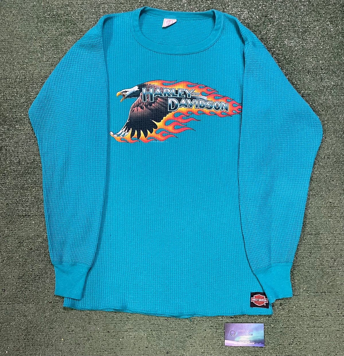 Harley Davidson Vintage 1990s Harley Davidson flame eagle thermal longsleeve Size US XL / EU 56 / 4 - 1 Thumbnail