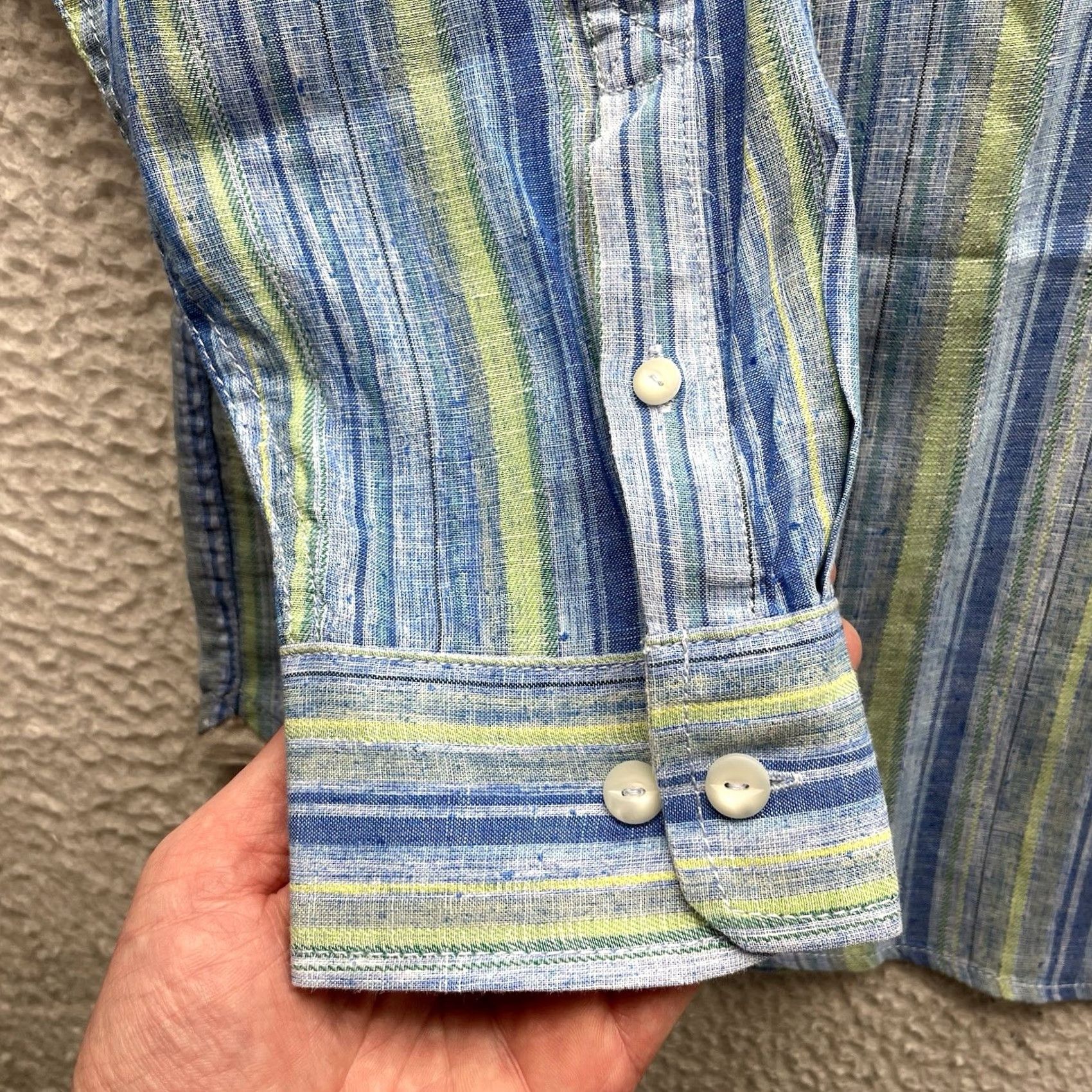 Tommy Bahama Tommy Bahama Shirt Mens 2XL Multicolor Striped Linen Blend Button Up Collared Beach Casual) (No, remove parenthesis) Size US XXL / EU 58 / 5 - 3 Thumbnail