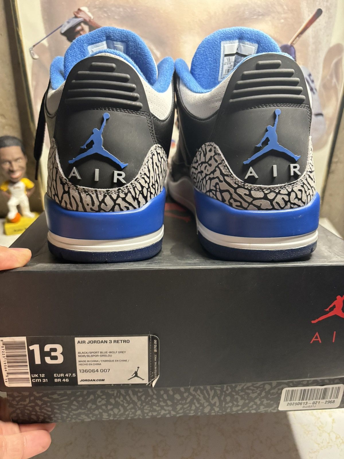 Jordan Brand Jordan Retro 3 ‘sport blue’ Size US 13 / EU 46 - 7 Thumbnail