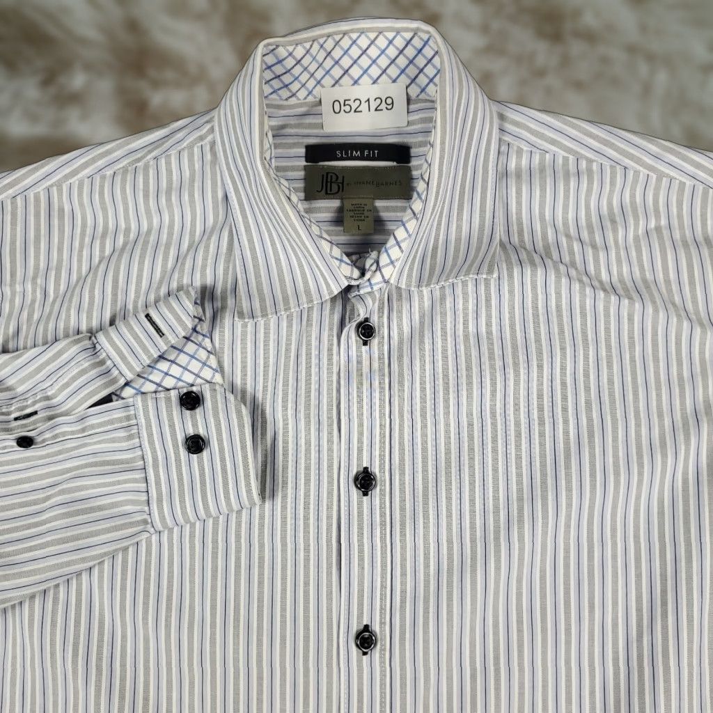Vintage Jhane Barnes Shirt Mens Large Blue Striped Casual Button Up Long Sleeve Size US L / EU 52-54 / 3 - 1 Thumbnail