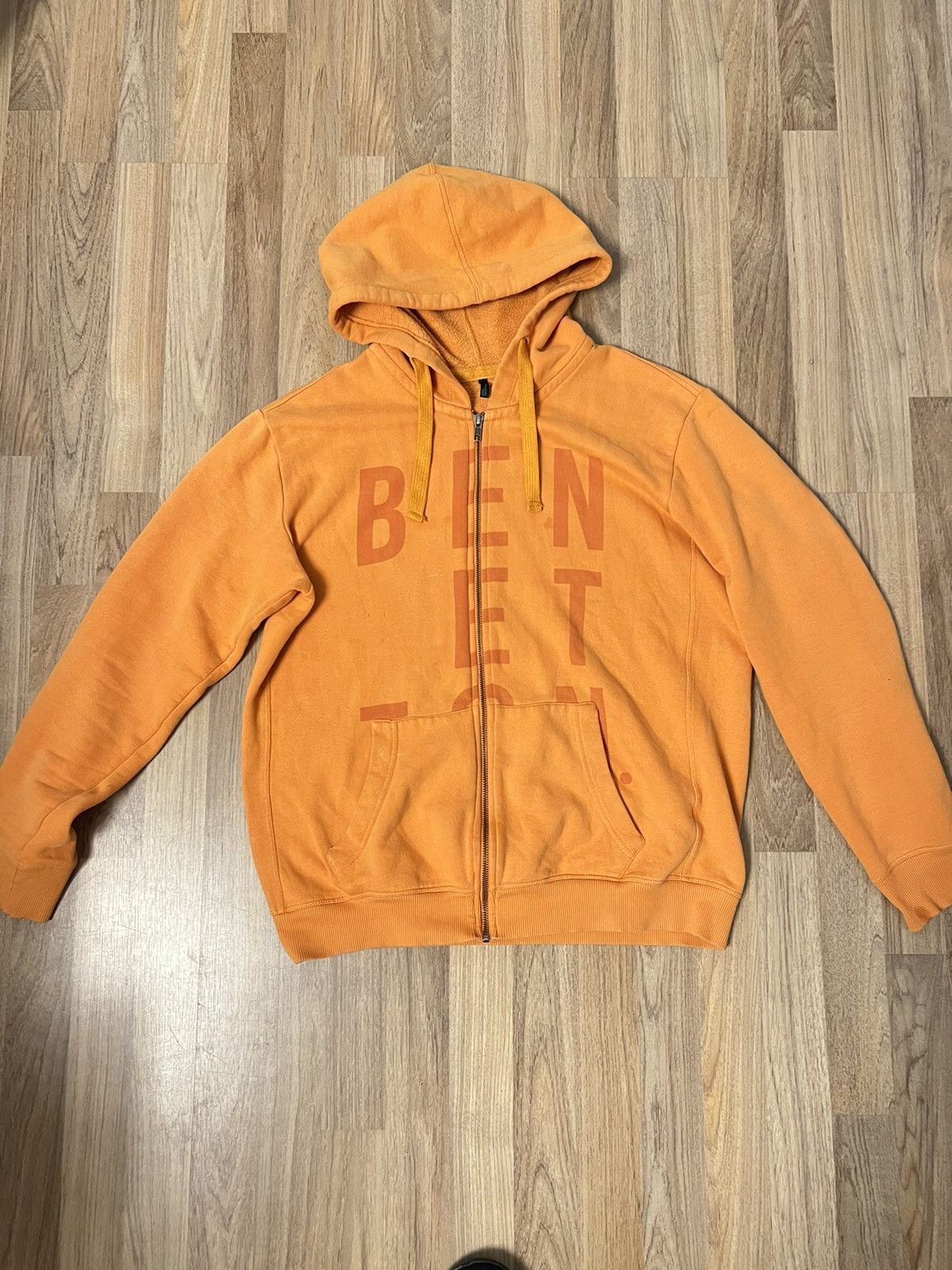 image of Archival Clothing x Benetton Zip Up Hoodie in Orange, Men's (Size Medium)