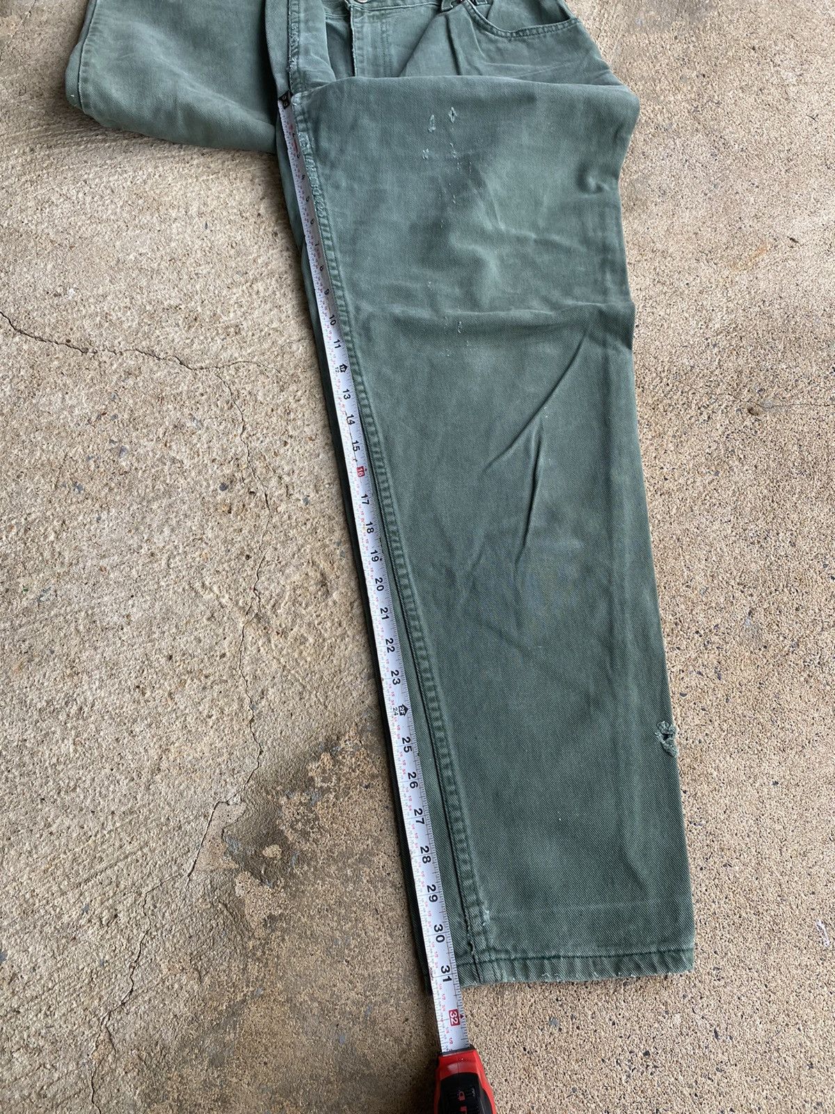 Faded Glory × Vintage Vintage 90’s Faded Glory Carhartt Style Faded Green Jeans Size US 32 / EU 48 - 17 Thumbnail