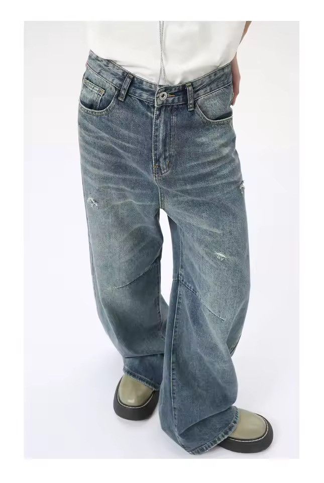 Jean Streetwear Washed Baggy Straight Wide Leg Jeans Size US 32 / EU 48 - 7 Thumbnail