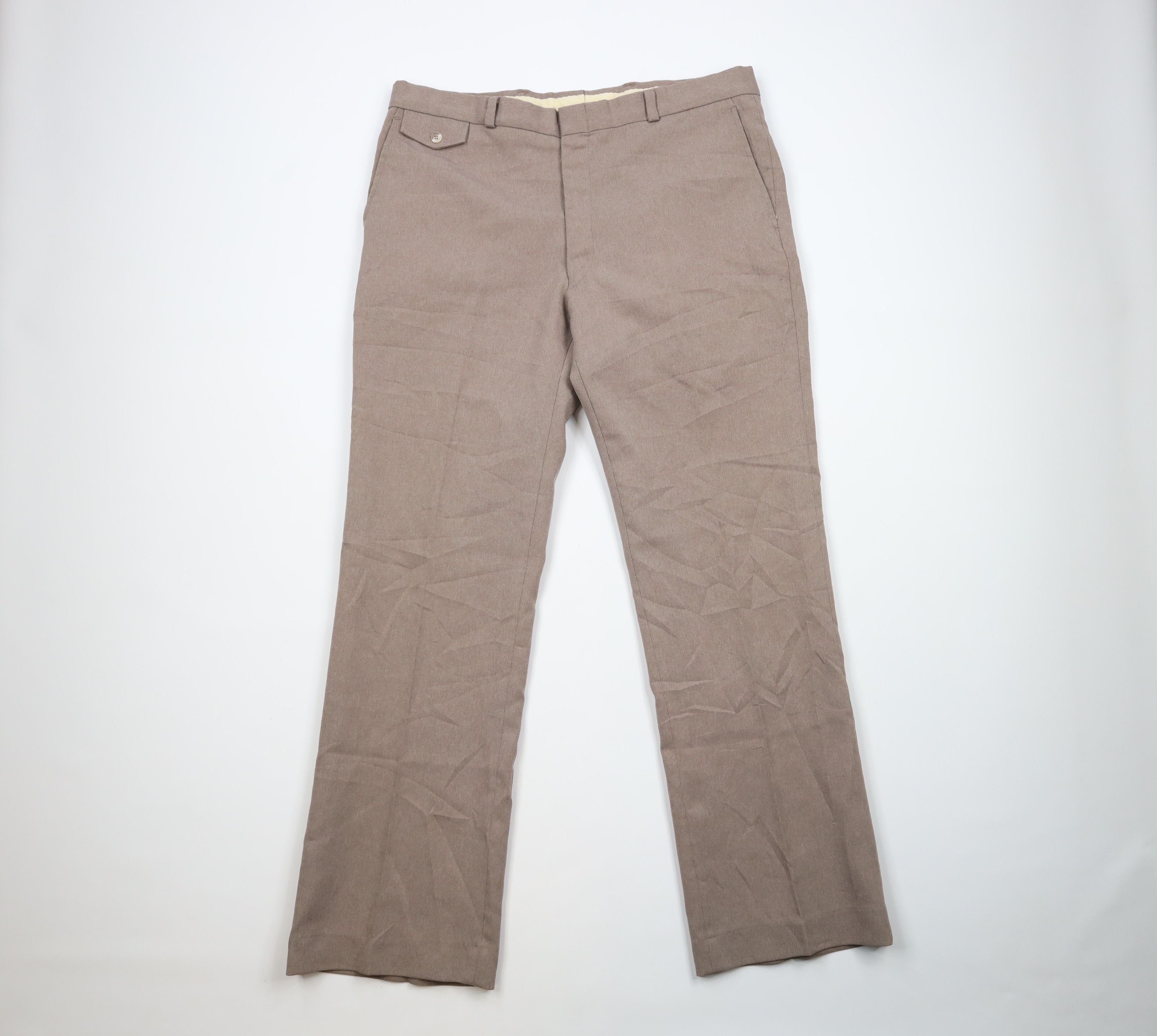 image of Vintage 70's Streetwear Wide Leg Bell Bottoms Pants Beige Usa, Men's (Size 38)