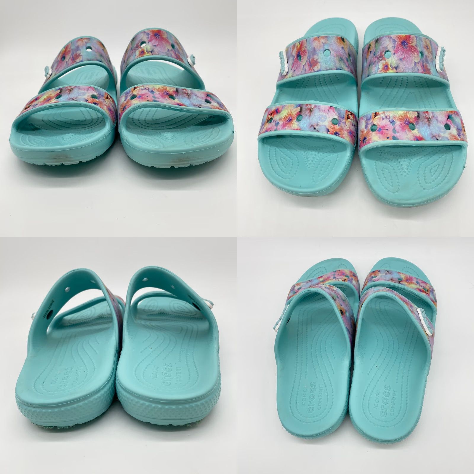 Crocs Crocs Dream Slip Ons Womens Sandal Slip On Two Strap Blue Floral Pattern Open Toe Casual Slide Size US 12 / IT 42 - 8 Thumbnail