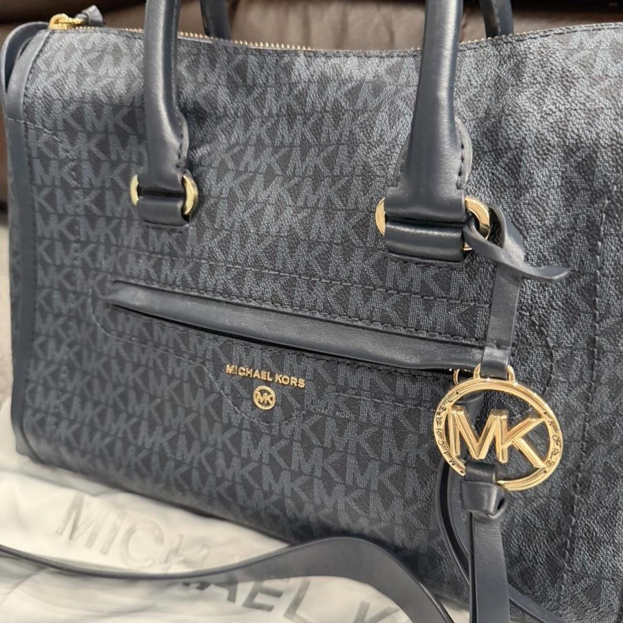 Michael Kors Michael Kors Carine Medium Navy MK Monogram Bag NWT Size ONE SIZE - 3 Thumbnail