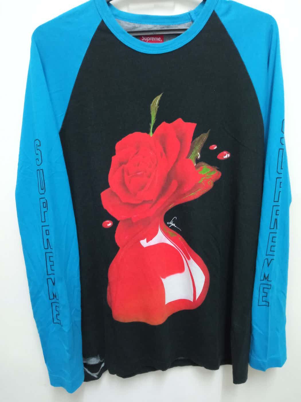 🔥🔥 Rare Distressed Fw14 Supreme Rose Melting L/sleeve