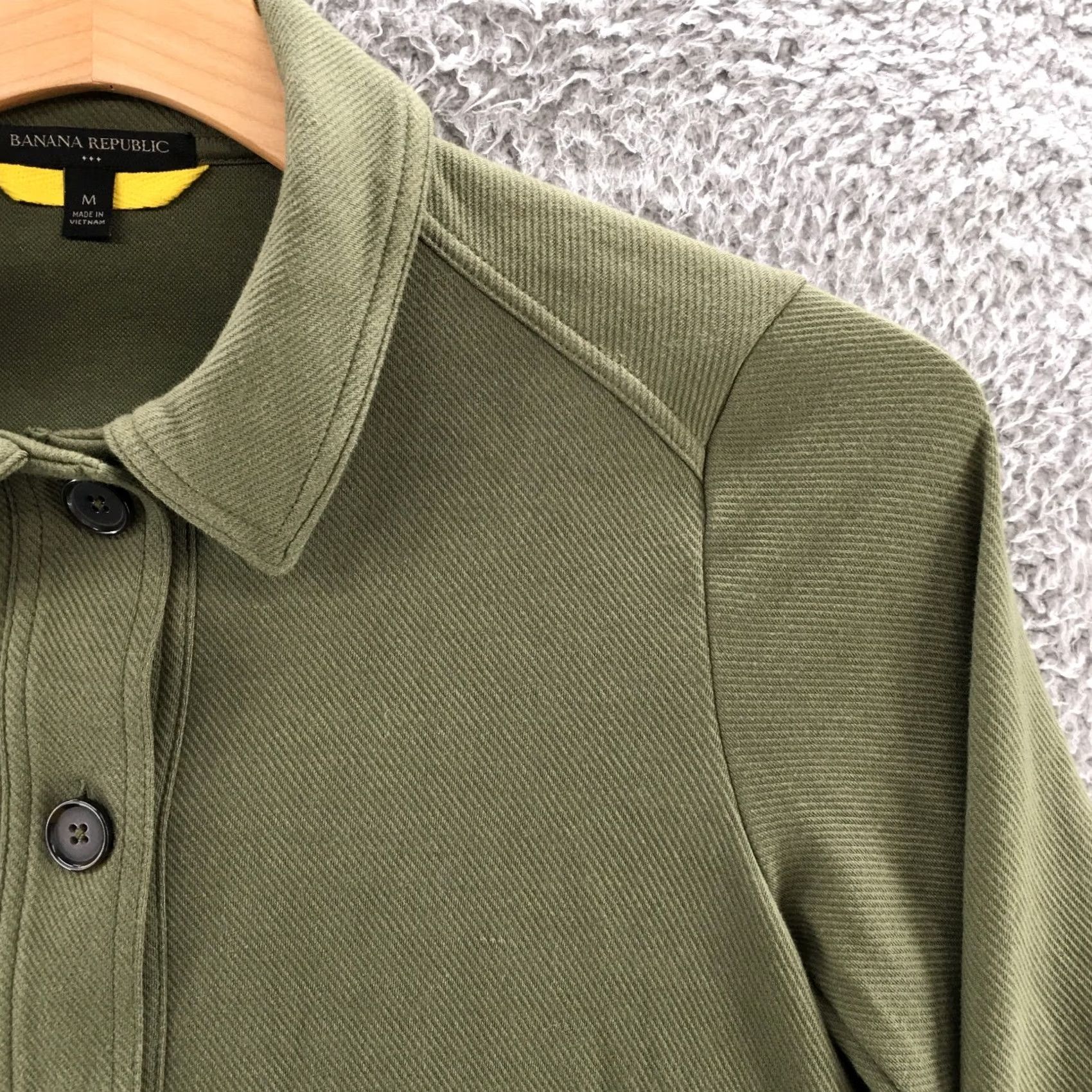 Banana Republic Banana Republic Jacket Womens M Green Cotton Blend Pockets Collared Shirt Coat Mid-Length Button Up Size M / US 6-8 / IT 42-44 - 3 Thumbnail