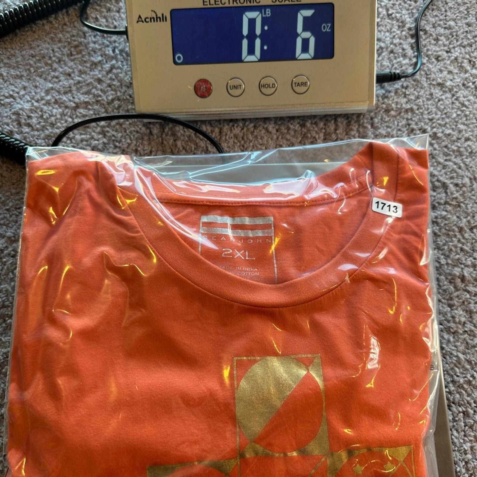 Sean John Sean John Y2K Mens 2XL Orange Gold Foil T-Shirt Short Sleeve Size US XXL / EU 58 / 5 - 6 Thumbnail