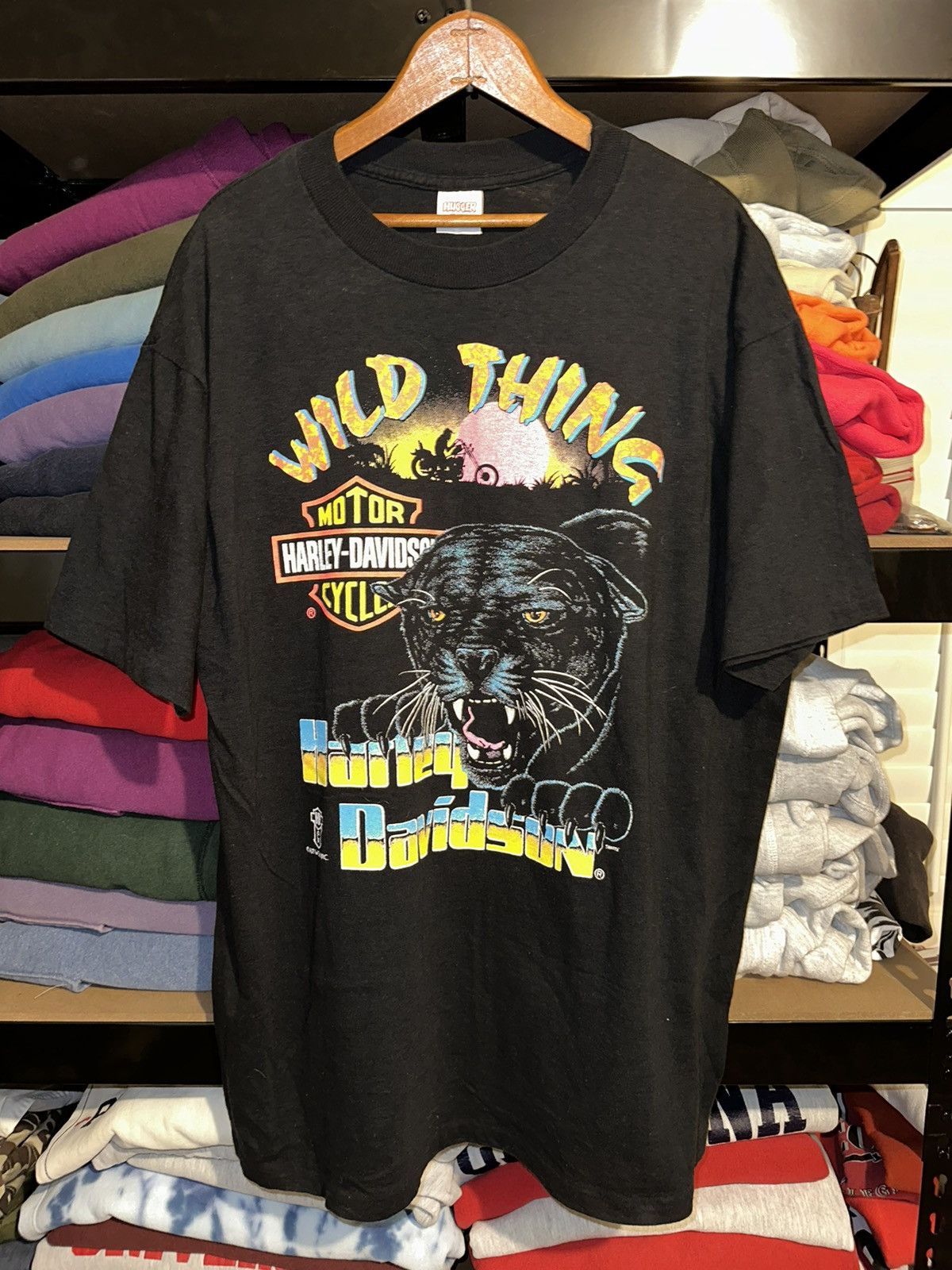 image of Wild Thing Harley Davidson Panther 80’S Tee Shirt in Black, Men's (Size XL)