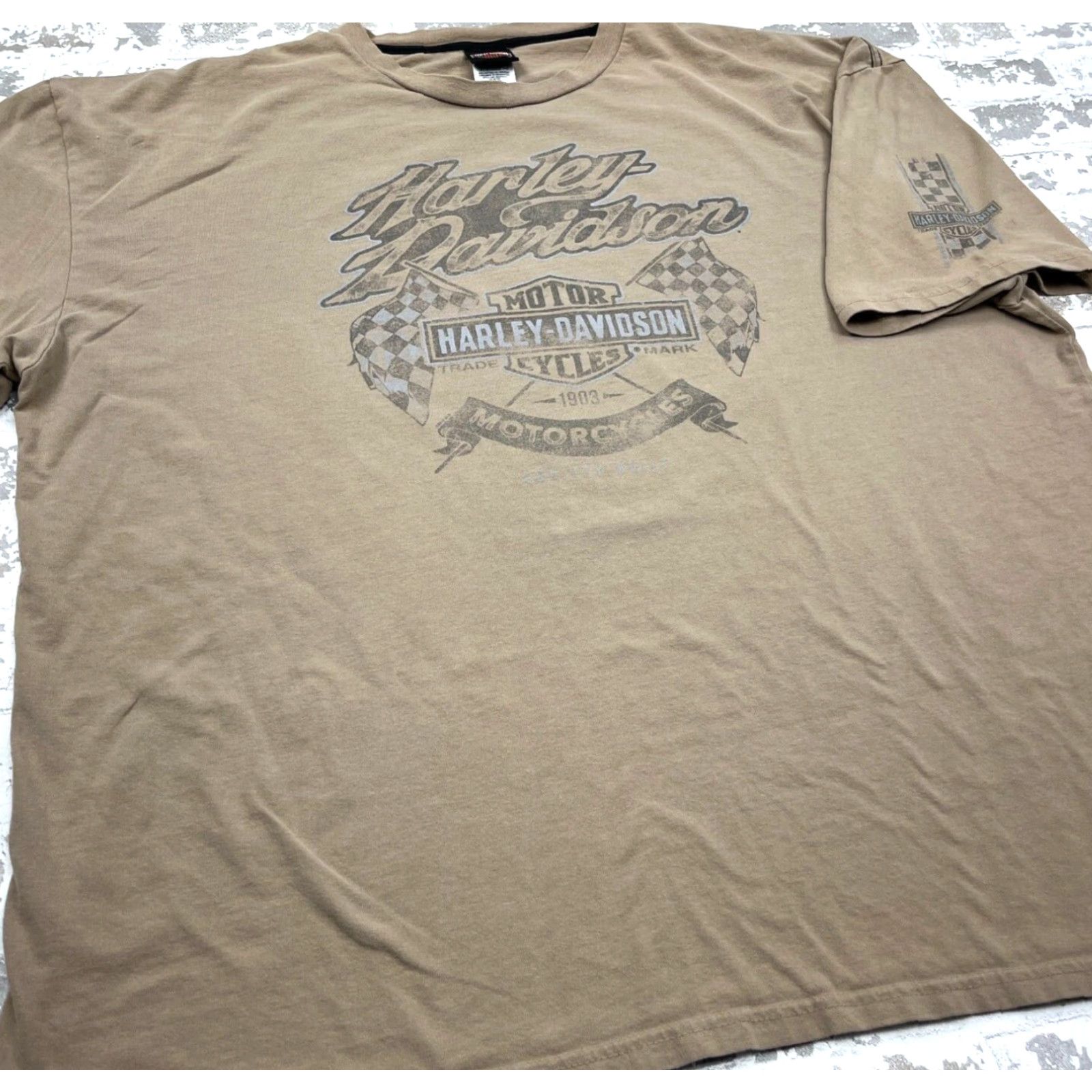 Harley Davidson Harley-Davidson Shirt Men 3XL Brown T Tee Black Sheep Racing Retro Biker Logo Graphic Print Casual Short Sleeve T-Shirt Mens Size US XXL / EU 58 / 5 - 7 Thumbnail