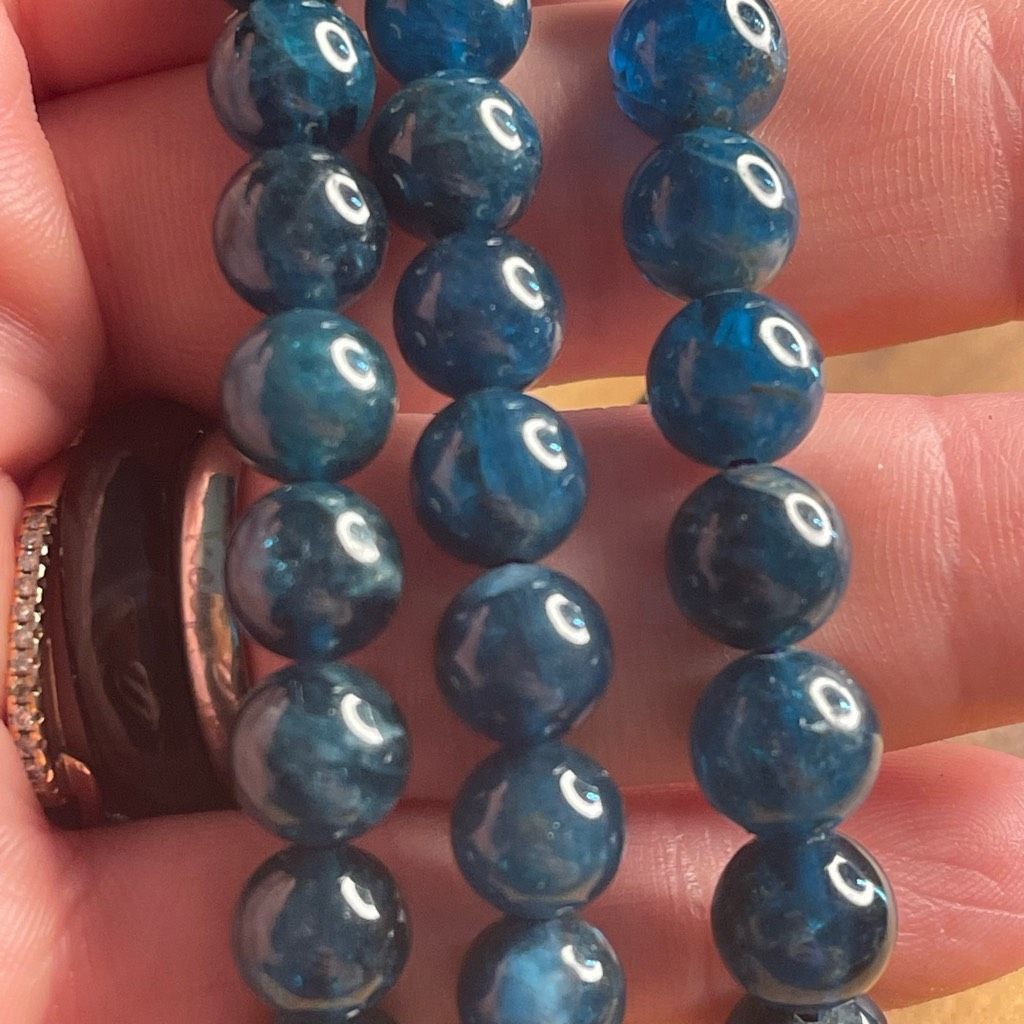 Other Apatite gemmy teal stretch beaded bracelet 7” crystal healing beads 8mm Size ONE SIZE - 8 Thumbnail