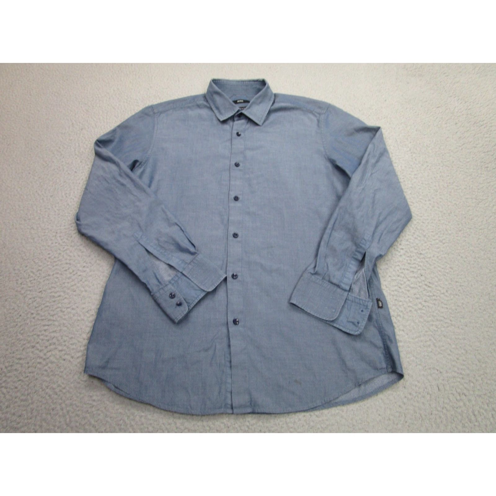 Hugo Boss Hugo Boss Shirt Mens Large Blue Regular Fit Lukas_1F Geometric Dress Long Sleeve Size 42R - 2 Thumbnail