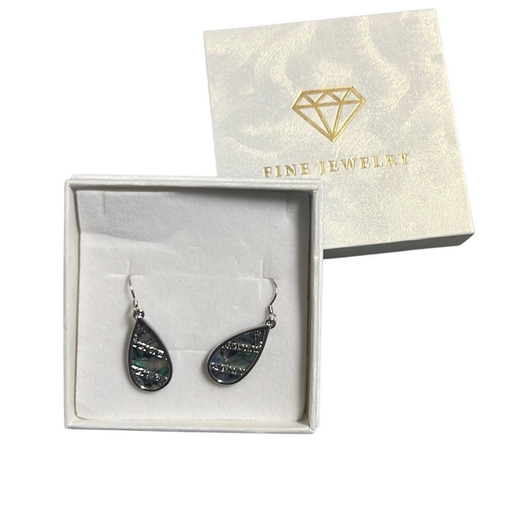 Other Abalone Shell Silver Tone Filigree Blue Green Teardrop Dangl Size ONE SIZE - 2 Thumbnail
