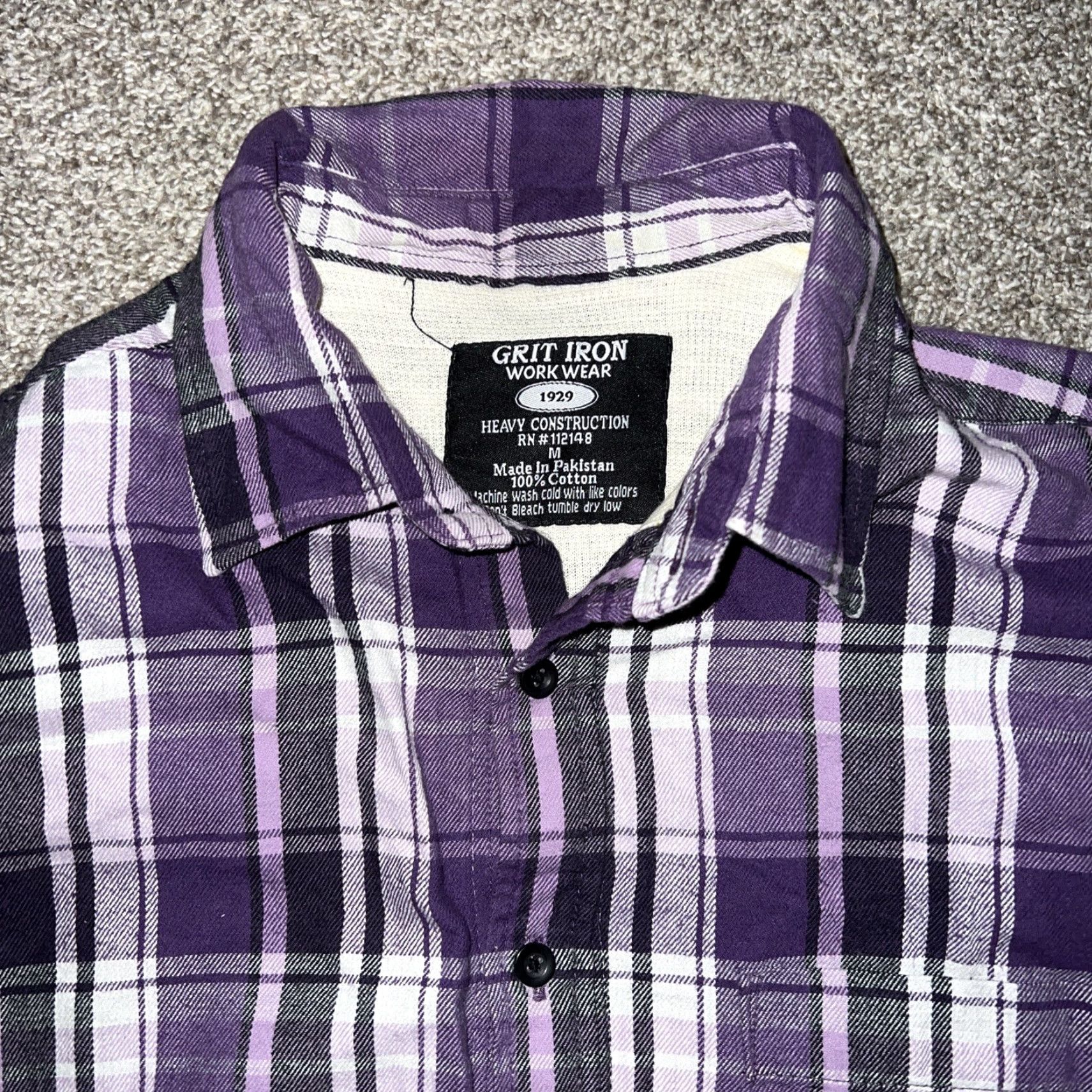 Vintage Grit Iron Work Wear Shirt Mens Size M Purple Flannel Button Up Lined Size US M / EU 48-50 / 2 - 2 Thumbnail