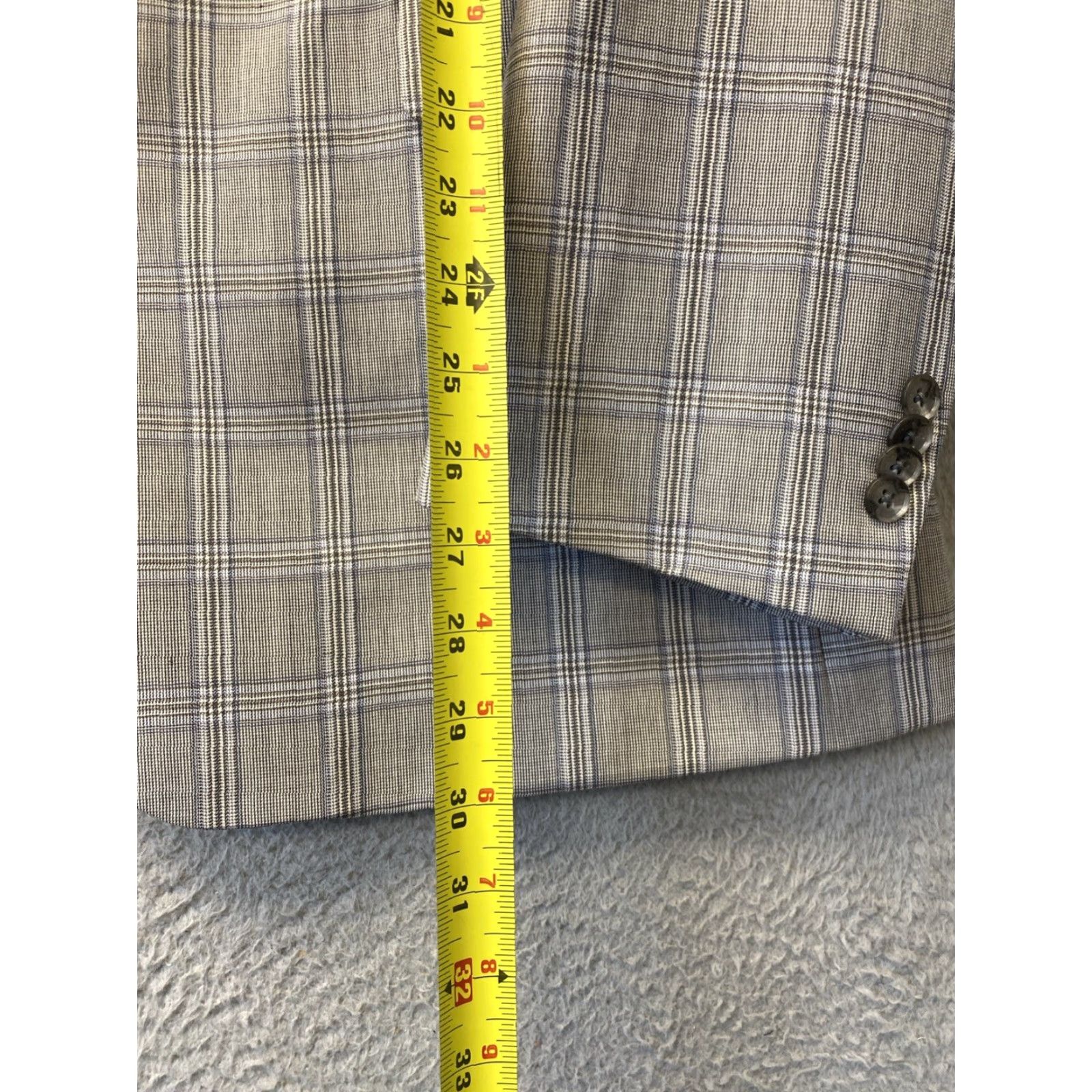 Joseph Abboud Joseph Abboud Grey Plaid Check Blazer Sport Jacket 48R Size 48R - 4 Thumbnail