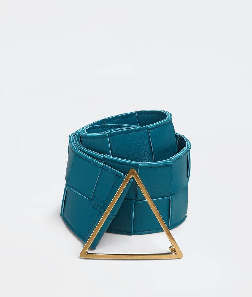 Bottega Veneta o1n1vont0425 Size: 80 / Maxi Intreccio Belt in Mallard Blue Size ONE SIZE - 1 Thumbnail