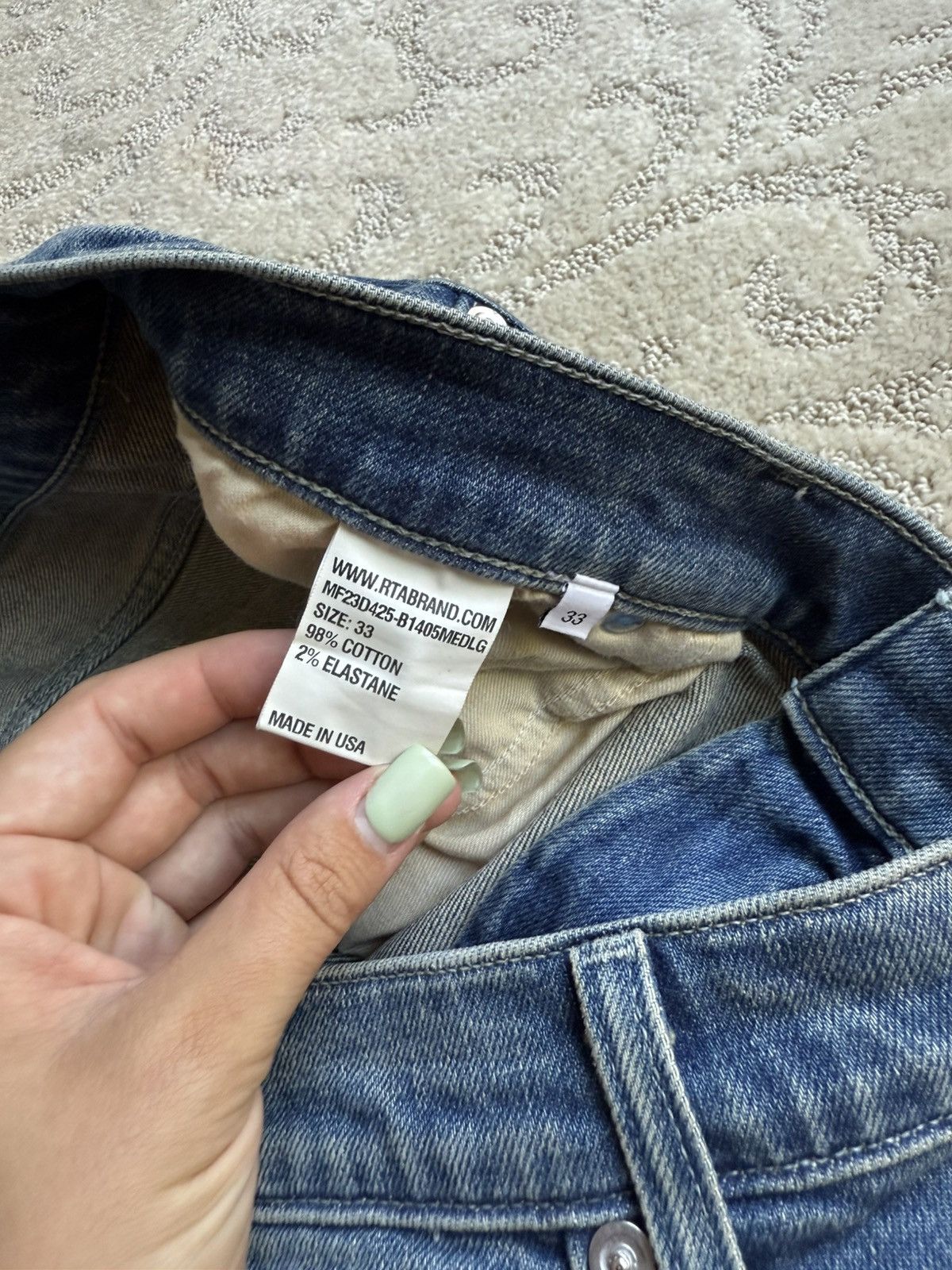 Rta RTA Slim Fit Medium Blue Logo Jeans Size US 33 - 4 Thumbnail