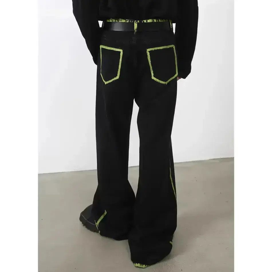 Japanese Brand Hand Painted Graffiti Black Denim Trousers Size US 32 / EU 48 - 2 Thumbnail