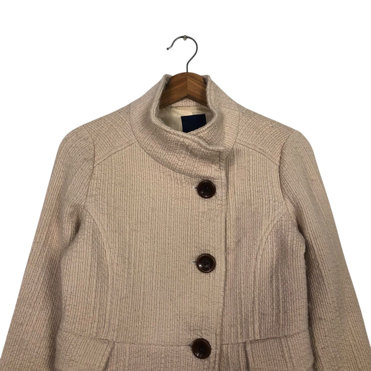 Japanese Brand 📌Asymmetrical Button Cropped Wool Jacket Ships Issey Miyake Size S / US 4 / IT 40 - 3 Thumbnail