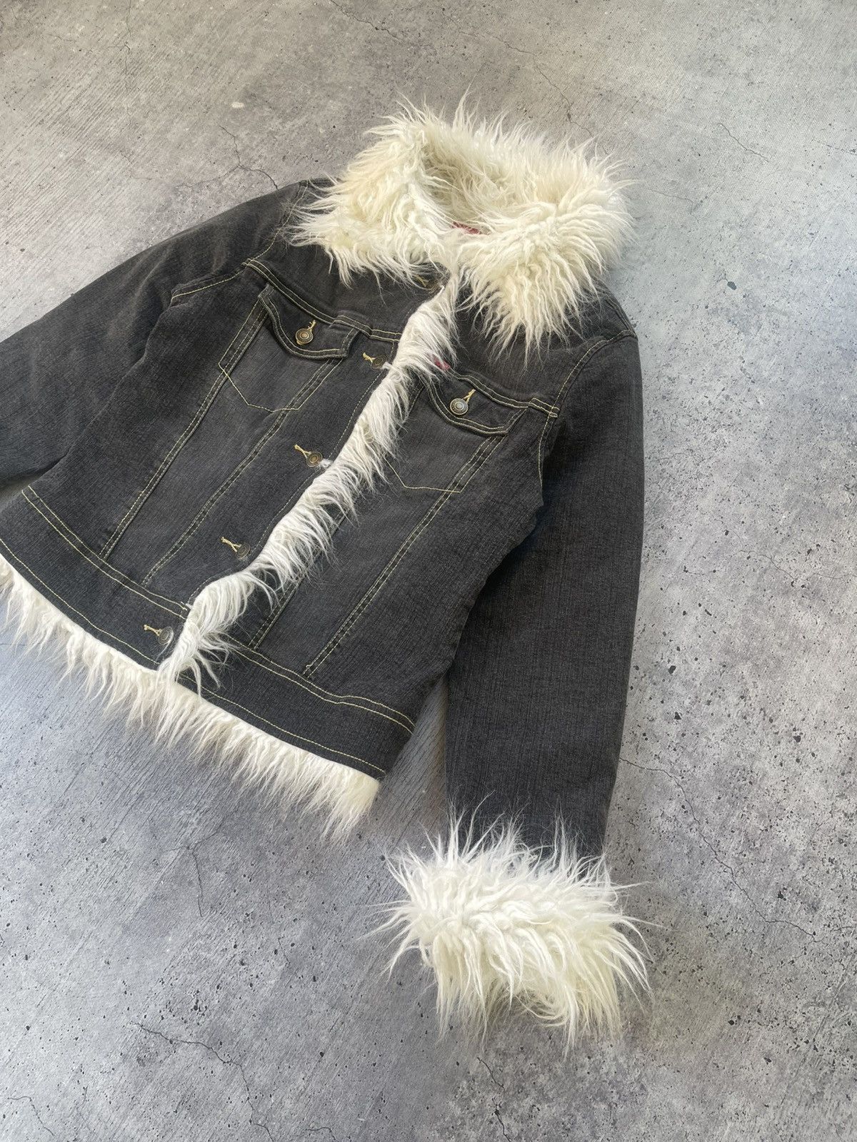 Other Crazy Japan Style🤩 Jeans Suede Fur Faux Jacket Size S / US 4 / IT 40 - 3 Thumbnail