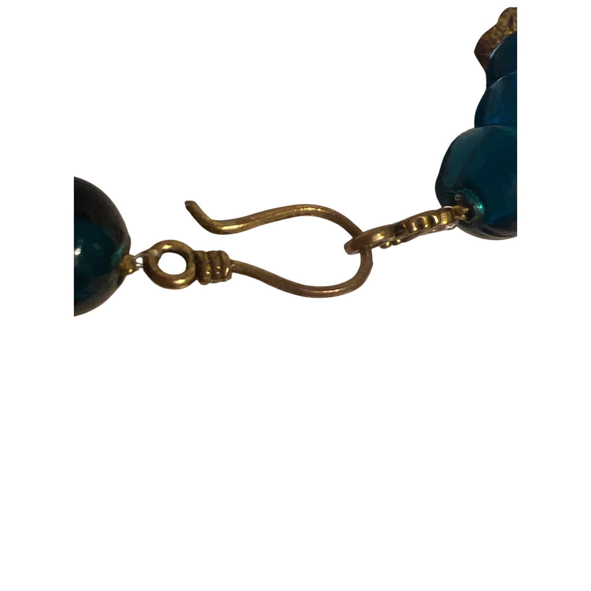Other Vintage Blue Glass Bead Necklace Gold Tone Cage Beads Hook C Size ONE SIZE - 4 Thumbnail